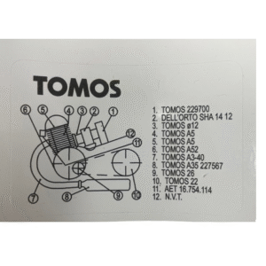 Identifikacijska naljepnica TOMOS – tip A52 – 60×40 mm