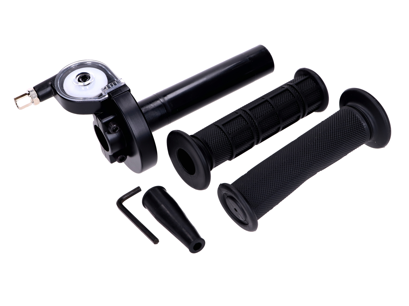 Hitra ročica plina z gumijastimi ročkami aluminij črn – 22 mm univerzalna