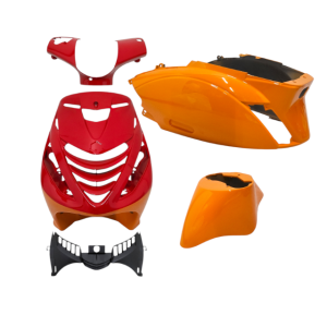 Komplet plastika DMP SP EVO-1 Malossi narančasto-crveni 5-dijelni – Piaggio Zip 2000